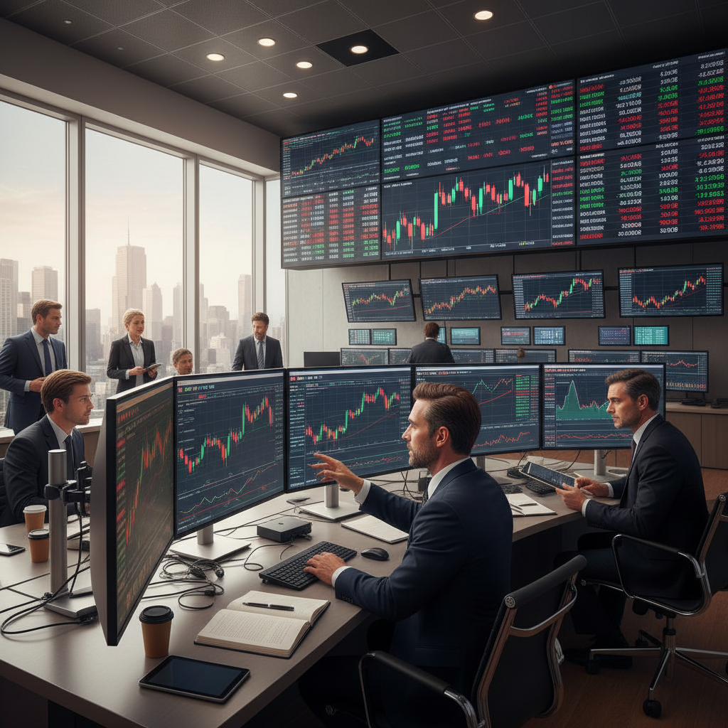 Trading floor with global market view
